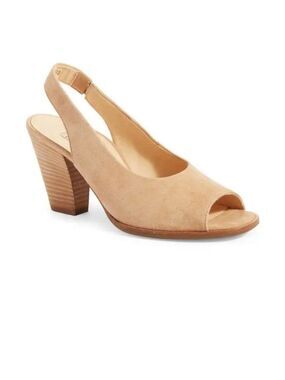 Paul Green Savanah Slingback Peep Toe Sandal Heel In Dakar Suede Women's 9.5